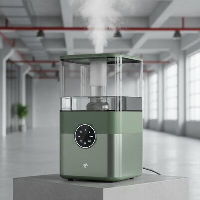 Buen precio Humidificador de aire de ultrasonido verde con cronometraje 1H 3H 6H CONT diseñado para aplicaciones comerciales e industriales en línea